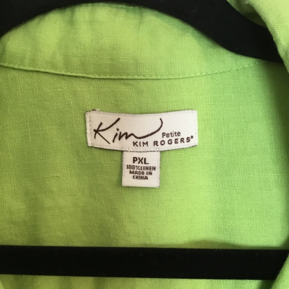 Kim Rogers Ladies Button Down Top Lime Green Size PXL - Picture 3 of 4